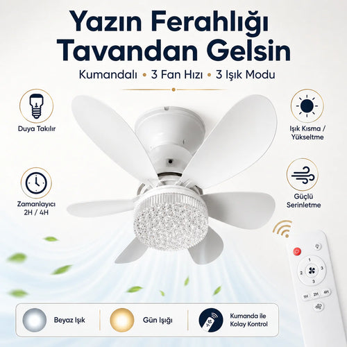 Led Işıklı Tavan Vantilatörü - 6 Yapraklı 40W